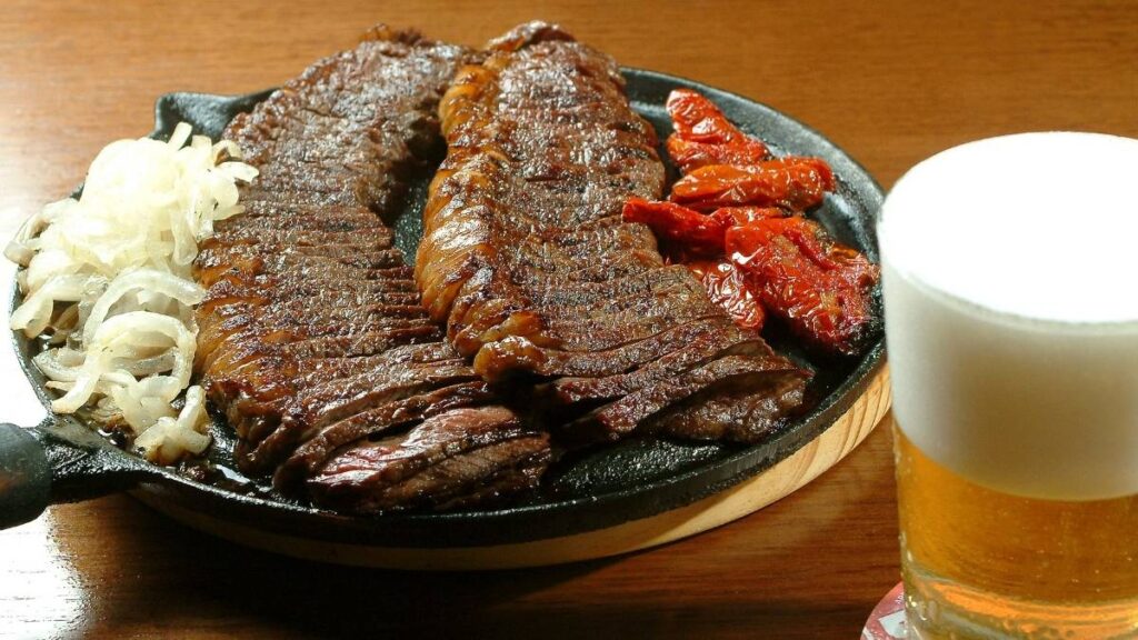 churrasco com cerveja